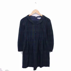 ロペピクニック ROPE Picnic ワンピース ひざ丈 チェック ラウンドカラー 長袖 38 緑 グリーン /TT28