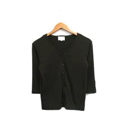 ナチュラルビューティー NATURAL BEAUTY ニット カーディガン 七分袖 Vネック シンプル M カーキ /KT28