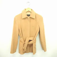 クイーンズコート QUEENS COURT コート アウター ステンカラー 膝上丈 ウエストリボン アンゴラ ウール混 2 茶 ベージュ /TT43