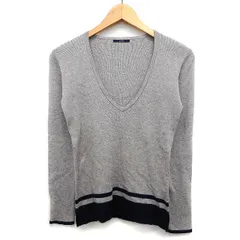 シップス SHIPS セーター ニット リブ ライン シンプル 長袖 Vネック コットン 綿 ウール混 S グレージュ /HT26