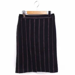 ロペピクニック ROPE Picnic スカート ストライプ柄 タイト ひざ丈 ウール混 ブラック 黒 レッド 赤 /FT12