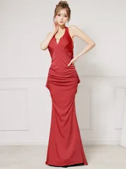 レッド [AR25233-2506]【ANGEL R/エンジェルアール】 バストタック/ バックオープン/ リボンデザイン/ マーメイド/ タイト/ ロングドレス/ キャバドレス/ ディアバイローブドフルールグロッシー