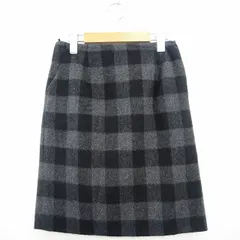 ロペピクニック ROPE Picnic スカート 台形 ギンガムチェック ひざ丈 ウール混 36 ダークグレー /MT48