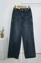 レディース ワイド デニム 밴딩 パンツ インディゴデニム Mサイズ