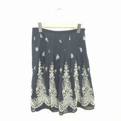 ペイトンプレイス PEYTON PLACE スカート フレア ひざ丈 総柄 サイドジップ 薄手 M 紺 薄茶 ネイビー ベージュ /TT29