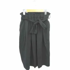 スィーム Si:m スカート ギャザー フレア ミモレ丈 ロング 薄手 ウエストリボン 38 黒 ブラック /TT4