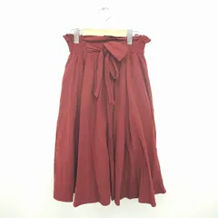 レトロガール RETRO GIRL スカート ギャザー フレア ロング ウエストリボン 無地 シンプル M 赤紫 ワインレッド /TT11