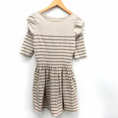 スナイデル snidel ワンピース カットソー 膝丈 フレア 七分袖 ボーダー パフスリーブ 0 ベージュ /ST3