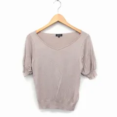 インディヴィ INDIVI 半袖 ニット セーター Vネック 無地 38 ライトブラウン 薄茶 /FT10