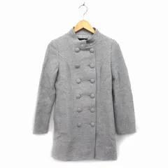 インディヴィ INDIVI コート アウター ミドル スタンドカラー ダブル ウール ミックス 38 グレー /NT17