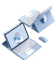 新品 マウス付き iPad Air 13 インチ 2025/2024キーボードケース 縦&横両用 タッチパッド搭載 丸い鍵 iPad Pro 12.9 第6 / 5/ 4 / 3 世代キーボード ケース 360°回転可能 マグネット 取り外し可能 透明 背面カ