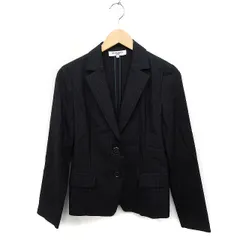 ナチュラルビューティーベーシック NATURAL BEAUTY BASIC テーラードジャケット シングル ストライプ柄 シルク混 ウール M ブラック 黒 /FT46