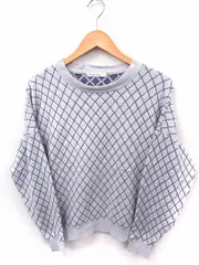 セブンデイズサンデイ SEVENDAYS＝SUNDAY ニット セーター 総柄 丸首 長袖 L グレー 灰 /FT24