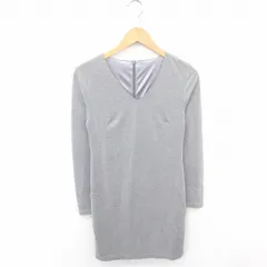 リゼクシー RESEXXY ワンピース ひざ丈 Vネック 無地 シンプル バックジップ 長袖 F グレー 灰 /TT20