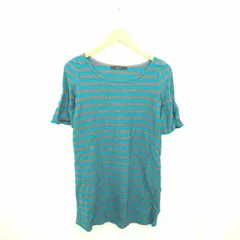 バナーバレット Banner Barrett ワンピース ひざ丈 ボーダー ボートネック プルオーバー 半袖 38 グレー ターコイズブルー 灰 青 /TT30