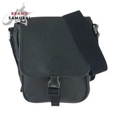 PRADA プラダ ヴィッテロ 三角ロゴプレート 男女兼用 ブラック シルバー金具 PVC ショルダーバッグ ポシェット メンズ 504809【中古】