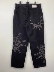 VALENTINE 蜘蛛の巣刺繍 ダークデニム ワイドレッグパンツ　gummy VALENTINE 蜘蛛の巣刺繍 ダ クデニム ワイドレッグパンツ gummy