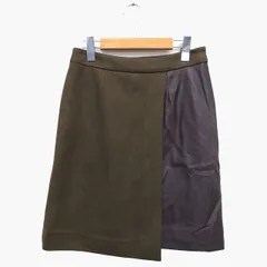 ラウンジドレス ガリャルダガランテ Loungedress GALLARDAGALANTE 台形 スカート ミニ 切替 スエード調 合成皮革 厚手 0 グリーン ブラウン 緑 茶 /HT14