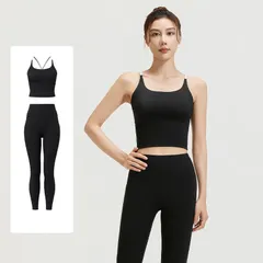 レディースヨガウェア ピラティスウェア トップス スカート 上下セット レディーストレーニング 運動 スポーツウエア 吸汗速乾 軽量着脱しやすい ブラック