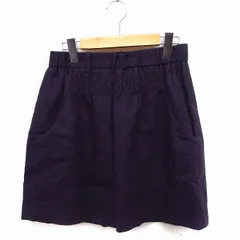 アナトリエ ANATELIER フレア スカート ミニ シャーリング 無地 ウール 38 パープル 紫 /FT39