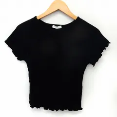 フリークスストア FREAKS STORE ニット セーター 半袖 リブ 無地 シンプル 綿 コットン F ブラック /ST35