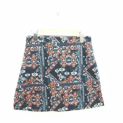 エイチ&エム H&M DIVIDED スカート 台形 ミニ 総柄 バックジップ 綿 コットン 32 紺 ネイビー ピンク /TT40