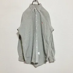 【ロゴ刺繍】Polo by Ralph Lauren ポロバイラルフローレン　ボタンダウン　長袖シャツ　ワンポイント　グレー　L相当