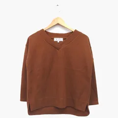 ロペピクニック ROPE Picnic ニット カットソー 長袖 Vネック ロングテール リブ サイドスリット 綿混 38 ブラウン 茶 /HT12