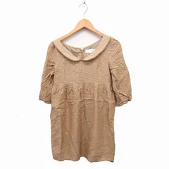 ジルスチュアート JILL STUART フレア ワンピース ミニ 七分袖 柄 ラメ混 2 ライトブラウン 薄茶 /FT21