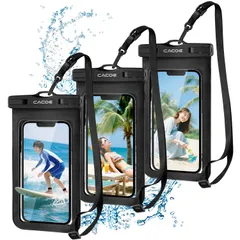 【3個セット・大容量】CACOE スマホ 防水ケース iphone用 防水バッグ 海 お風呂 プール ぼうすいケース 首掛け・斜め掛け 水中 撮影 IPX8 顔認証対応 タッチ可能 iPhone/Android 7.2インチ以下全機種対応 ブラック