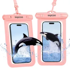 スマホ 防水ケース【2 枚セット・完全防水】防水スマホケース IPX8 認定 iPhone/Android 対応 高感度指紋認証/FaceID ケース 7.3 インチ以下全機種 首かけストラップ付き スマホバッグ お風呂・海・プール・釣り・ 雨・登山対応