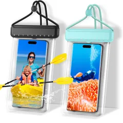 スマホ 防水ケース 【新登場 & 2枚セット】 IPX8完全防水 指紋認証/Face ID認証対応 高透過率 水中撮影 防水 ケース お風呂 山登り 海水浴 釣り 水泳など適用 タッチ快適 iPhone/Android 7.2インチ以下全機種対応 (ブラック+