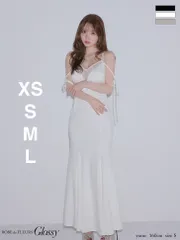 ホワイト [GL4341-2601] 【ROBE de FLEURS Glossy/ローブドフルール グロッシー】シアー/ ドッキング/ フロントジップ/ マーメイド/ ロング/ キャバドレスlong/ AngelR