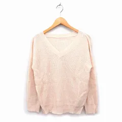 セシルマクビー CECIL McBEE ニット セーター Vネック リブ ドロップショルダー ワイド 長袖 M ベージュ /NT4