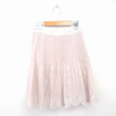 クミキョク 組曲 KUMIKYOKU プリーツ フレア スカート ひざ丈 刺繍 スカラップ 薄手 S2 ピンク /TT18