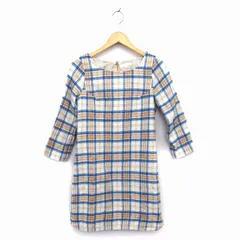 プロポーション ボディドレッシング PROPORTION BODY DRESSING ワンピース フレア ひざ丈 ウール混 バックジップ チェック 七分袖 2 茶 ブラウン /NT23