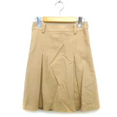 インディヴィ INDIVI スカート フレア ひざ丈 ウール タック サイドジップ 無地 36 キャメル /NT30
