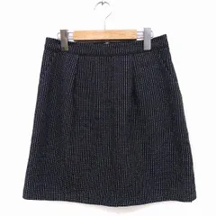 ナチュラルビューティーベーシック NATURAL BEAUTY BASIC フレア スカート ひざ丈 柄 ウール混 M ブラック 黒 /FT11