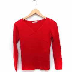 フリークスストア FREAKS STORE ニット セーター リブ Vネック 長袖 F レッド 赤 /FT36