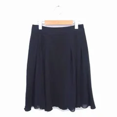 アナトリエ ANATELIER フレア スカート ひざ丈 シフォン 切替 ウール混 薄手 38 黒 ブラック /TT18