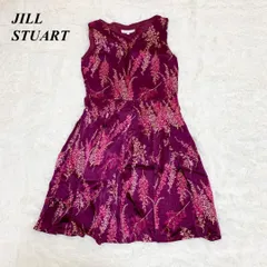 JILL STUART ドレスワンピース M シルク100% 花柄 ボルドー