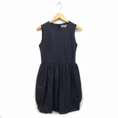 ストロベリーフィールズ STRAWBERRY-FIELDS ICHIE ワンピース フレア ロング ミモレ丈 ウール ギャザー ノースリーブ 38 グレー /NT26