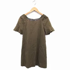 プロポーション ボディドレッシング PROPORTION BODY DRESSING ワンピース フレア ひざ丈 ラグランスリーブ 透け感 コットン混 五分袖 2 カーキ /NT26