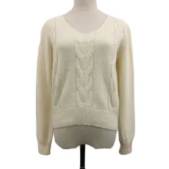 スピック&スパン Spick&Span セーター ニット プルオーバー Vネック ケーブル編み アルパカ 長袖 白 ホワイト