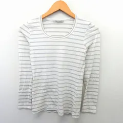 アーバンリサーチ URBAN RESEARCH カットソー Tシャツ ボーダー 長袖 ラメ混 丸首 FREE グレー ホワイト /ST43