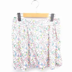 インデックス INDEX タグ付き パンツ キュロット ショート 花柄 サイドジップ L 薄茶 ライトベージュ ピンク /TT9