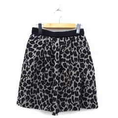 デミルクス ビームス Demi-Luxe BEAMS スカート フレア ひざ丈 ウール混 バックジップ ヒョウ柄 レオパード柄 36 黒 ブラック /NT4