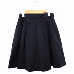 アナトリエ ANATELIER フレア スカート ミニ 膝上 無地 シンプル ギャザー 36 ブラック 黒 /HT19