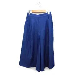 インデックス INDEX ガウチョパンツ ワイド クロップド タック サイドジップ ゆったり M 青 ブルー /NT4