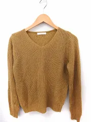 ショコラフィネローブ chocol raffine robe ニット セーター ラメ混 Vネック 長袖 F マスタード 黄 /FT23